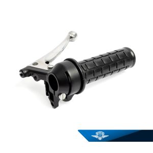 Gashandtag, svart/svart, med spak. Arm pressad aluminium med kula. Magura typ. NTS-270.2. Svart/KSZ2.