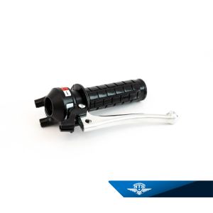 Växelhandtag 2-växlat, svart med handtagsarm i aluminium.