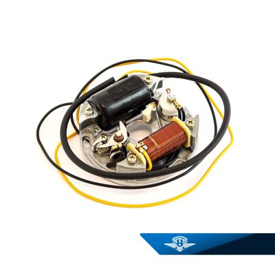 Stator/Tändplatta komplett 6V-17W, 2 tråds. Wat Young tändspole