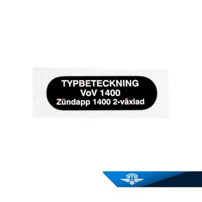 Dekal typbeteckning Zundapp, VoV 1400, säljs styckvis.