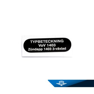 Dekal typbeteckning Zundapp, VoV 1403, 1961-66, säljs styckvis.