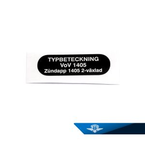 Dekal typbeteckning Zundapp, VoV 1405, säljs styckvis.