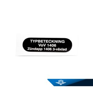Dekal typbeteckning Zundapp, VoV 1406, 1968-69. Säljs styckvis.