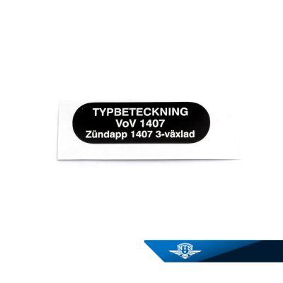 Dekal typbeteckning Zundapp, VoV 1407, 1970-74. Säljs styckvis.
