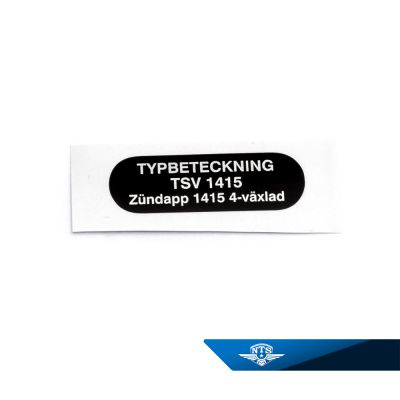 Dekal typbeteckning Zundapp, TSV 1415, 1981-83. Säljs styckvis.