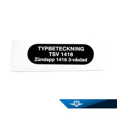 Dekal typbeteckning Zundapp, TSV 1416, 1984. Säljs styckvis.