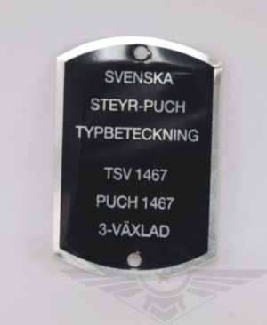 Typskylt VoV 1467. Puch M50 Racing, säljs styckvis.