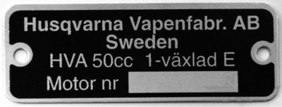 Typskylt HVA 1-växlad, säljs styckvis.