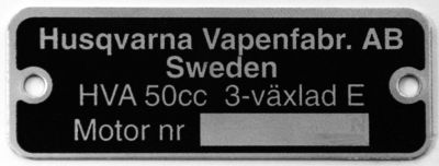 Typskylt HVA 3-växlad, säljs styckvis.