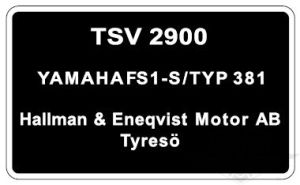Typskylt Yamaha FS1-S/Typ 38, säljs styckvis.