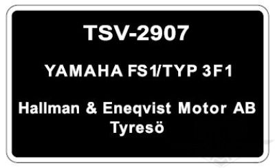 Typskylt Yamaha FS1 / Typ 3F1, säljs styckvis.