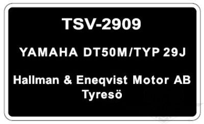 Typskylt Yamaha DT50M/Typ 29J, säljs styckvis.