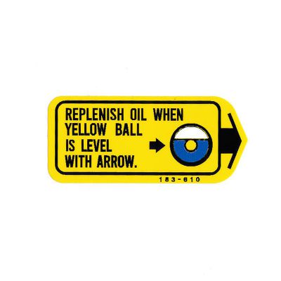 Dekal, oljenivå Honda MB50.