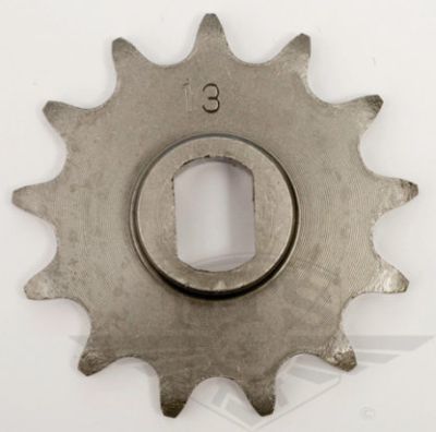 Framdrev Zundapp 2 & 3-växlad, 13 kugg, ovalt hål. Nya axeln.