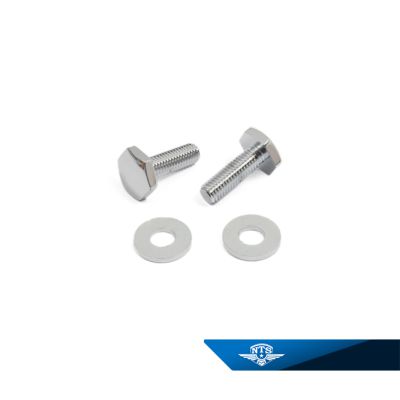 Toppskruvsats, gaffelben för Puch Maxi, kromade med brickor.