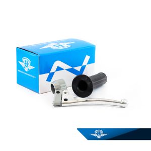 Kopplingshandtag komplett grå/svart. Arm pressad aluminium med kula