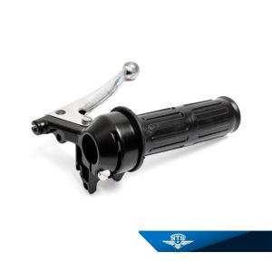 Gashandtag, svart/svart med choke/pys-spak. Arm pressad aluminium med kula. NTS-270.2. Svart/KSZ3.