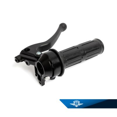 Gashandtag svart/svart med choke/pys-spak. Arm svart plast med kula. NTS-270.5. Svart/KSZ3.