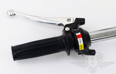 Växelhandtag 3-växlat, svart/svart. Arm pressad aluminium med kula.