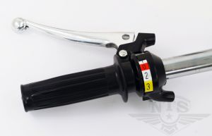 Växelhandtag 3-växlat, svart/svart. Arm pressad aluminium med kula.