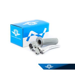 Kopplingshandtag komplett grå/grå. Arm pressad aluminium utan kula.