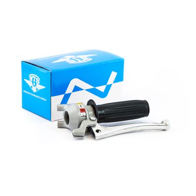 Växelhandtag 3-växlat. Kreidler grå/svart. Arm pressad aluminium med kula.