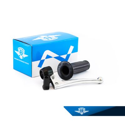 Kopplingshandtag komplett svart/svart. Arm pressad aluminium med kula