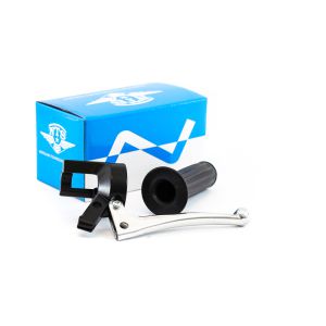 Kopplingshandtag komplett svart/svart. Arm pressad aluminium med kula. Plats för omkopplare