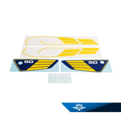 Dekalsats Yamaha FS1 1982. Blå / gul / vit.