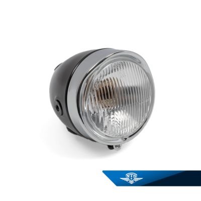 Framlyse Puch & Mustang m.fl. Komplett med lyktinsats. Svart lackerat lykthus.