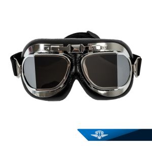 Moped & MC glasögon. Silverfärgat glas.