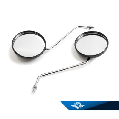 Backspegel universal samt Yamaha FS1. Höger & vänster. Kromade/svarta, gänga M8.