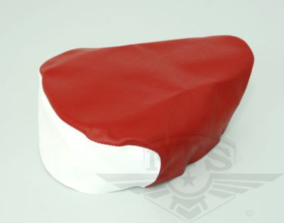 Sadelklädsel Crescent 2000. Röd/vit.