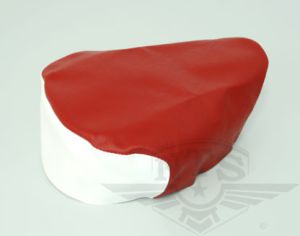 Sadelklädsel Crescent 2000. Röd/vit.