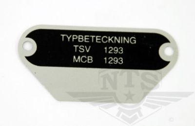 Typskylt MCB E-Type. MCB 1293.