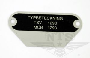 Typskylt MCB E-Type. MCB 1293.