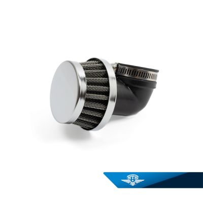 Luftfilter böjt 90 grader, anslutning 35mm. Universal.