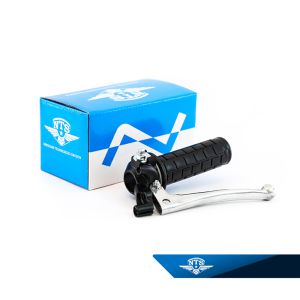 Gashandtag komplett, svart/svart. Arm pressad aluminium med kula. Magura typ.