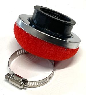Luftfilter, universal, rak anslutning 47mm. Rött skumfilter.