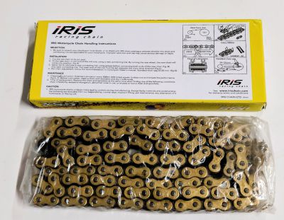 Kedja 415H, guldeloxerad. 128 länkar, hög kvalité.