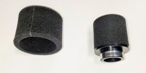 Luftfilter, universal, rak anslutning 38mm. Svart skumfilter.