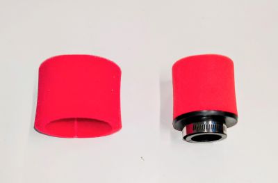 Luftfilter, universal, rak anslutning 45mm. Rött skumfilter.