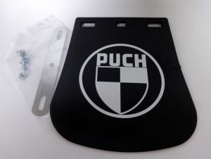 Stänklapp Puch med vit logo.