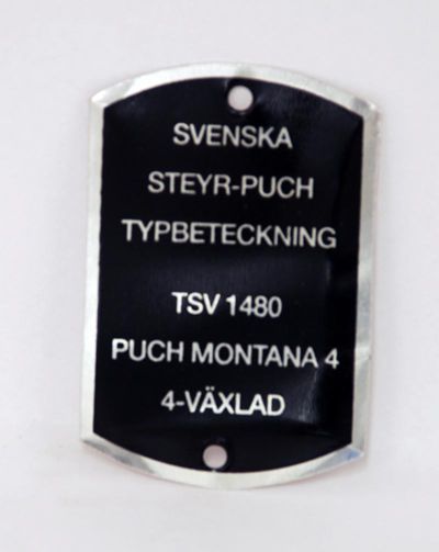 Typskylt VoV 1480 Montana 4-växlad, säljs styckvis.