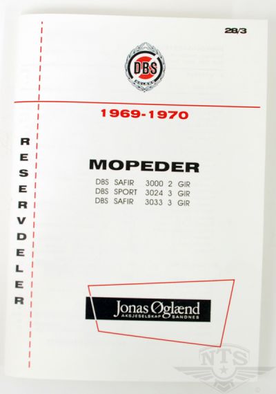 Reservdelskatalog DBS Safir & Sport, 1969-71.