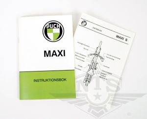 Instruktionsbok Puch Maxi S. Inklusive datablad.