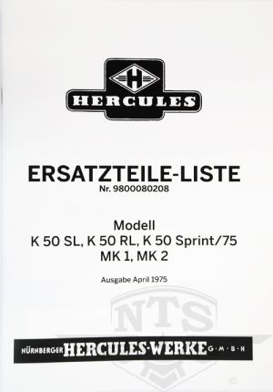 Ersatzteile-liste Hercules K50 SL m.fl.