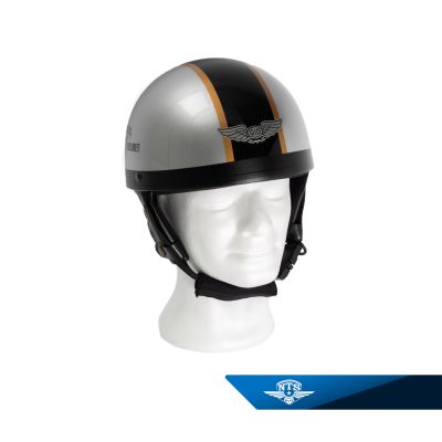 Potthjälm, silver/svart. L.