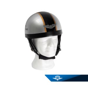 Potthjälm, silver/svart. L.