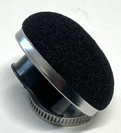 Luftfilter, universal, rak anslutning 38mm. Svart skumfilter.